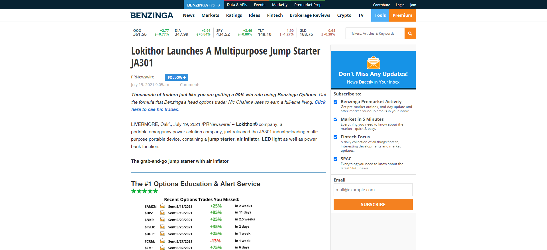 Lokithor推出多功能启动电源JA301 报道来源 Benzinga