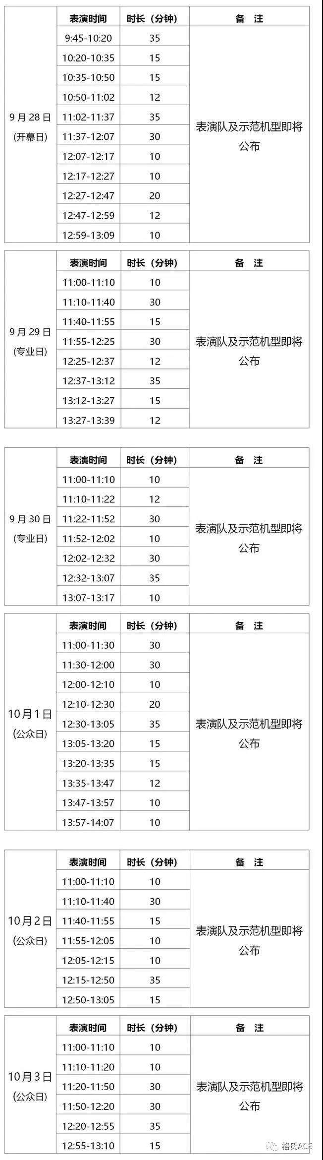 中国国际航空航天博览会日程