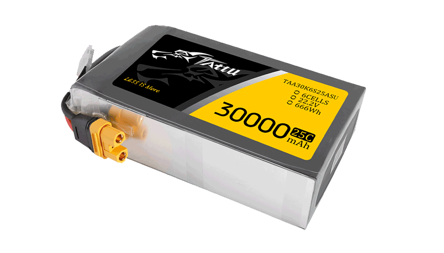 30000mAh 22.2V软包无人机锂电池 放电25C Tattu